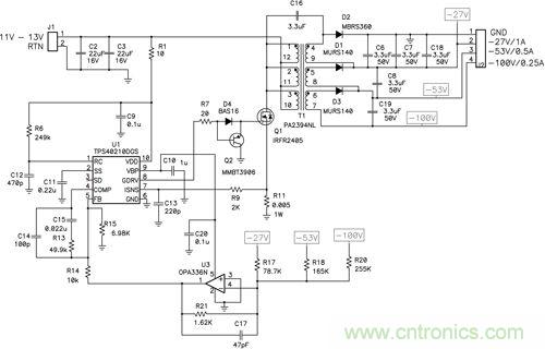 圖 1 這種獨特的拓?fù)浣Y(jié)構(gòu)可提供非常好的交叉調(diào)節(jié)，奧妙何在？