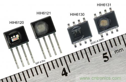 圖2:霍尼韋爾HumidIcon數(shù)字式溫濕度傳感器在單一小型封裝內(nèi)集成兩大功能,能在2.3Vdc低電壓下運(yùn)行