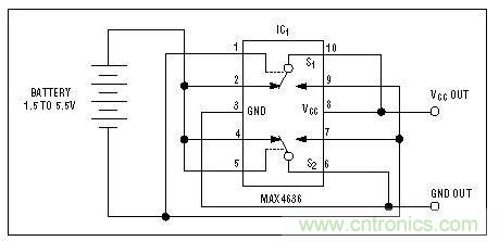 該電路檢測(cè)電池極性,并迅速接通負(fù)載或切換電池極性