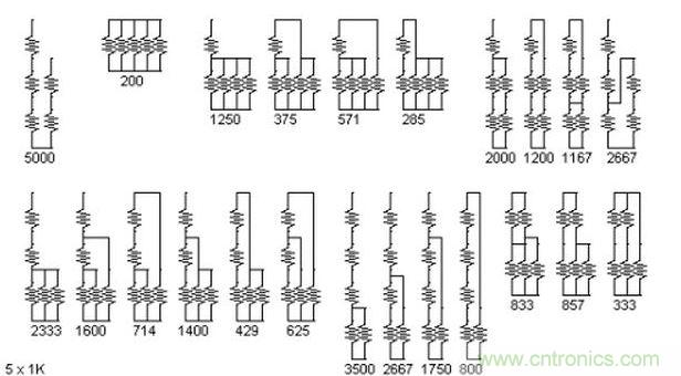 5個電阻我想出了23種組合。還有其它組合嗎？