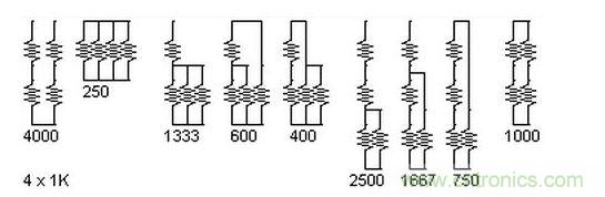 5個電阻我想出了23種組合。還有其它組合嗎？