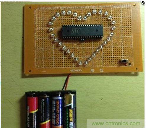 “心”型LED 焊接正面完成圖