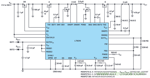 為汽車電子系統提供供電和保護，無開關噪聲，效率高達99.9%
