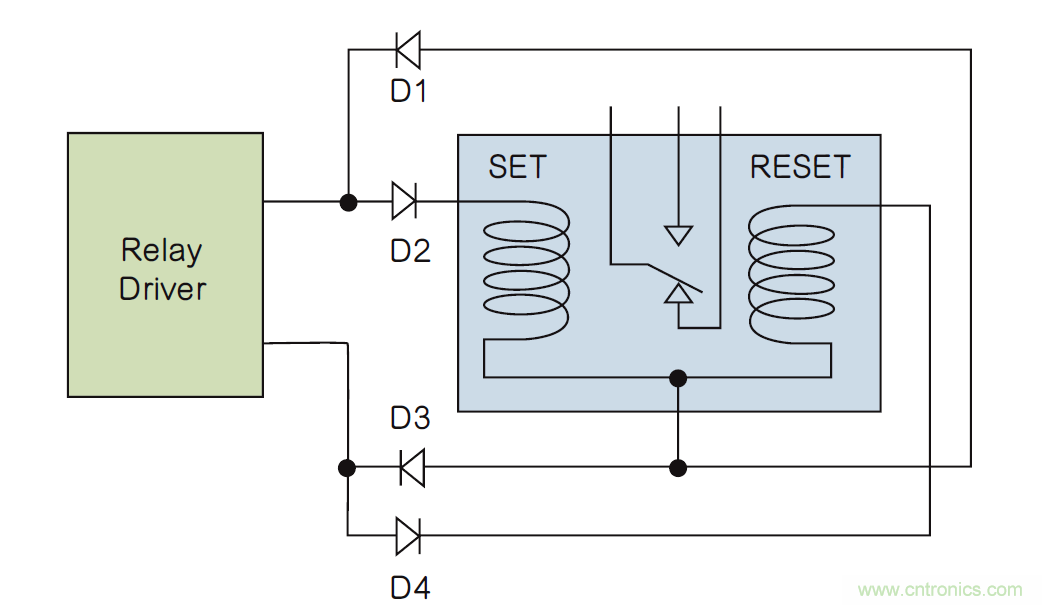 如何利用二極管電路實(shí)現(xiàn)雙線圈鎖存繼電器？